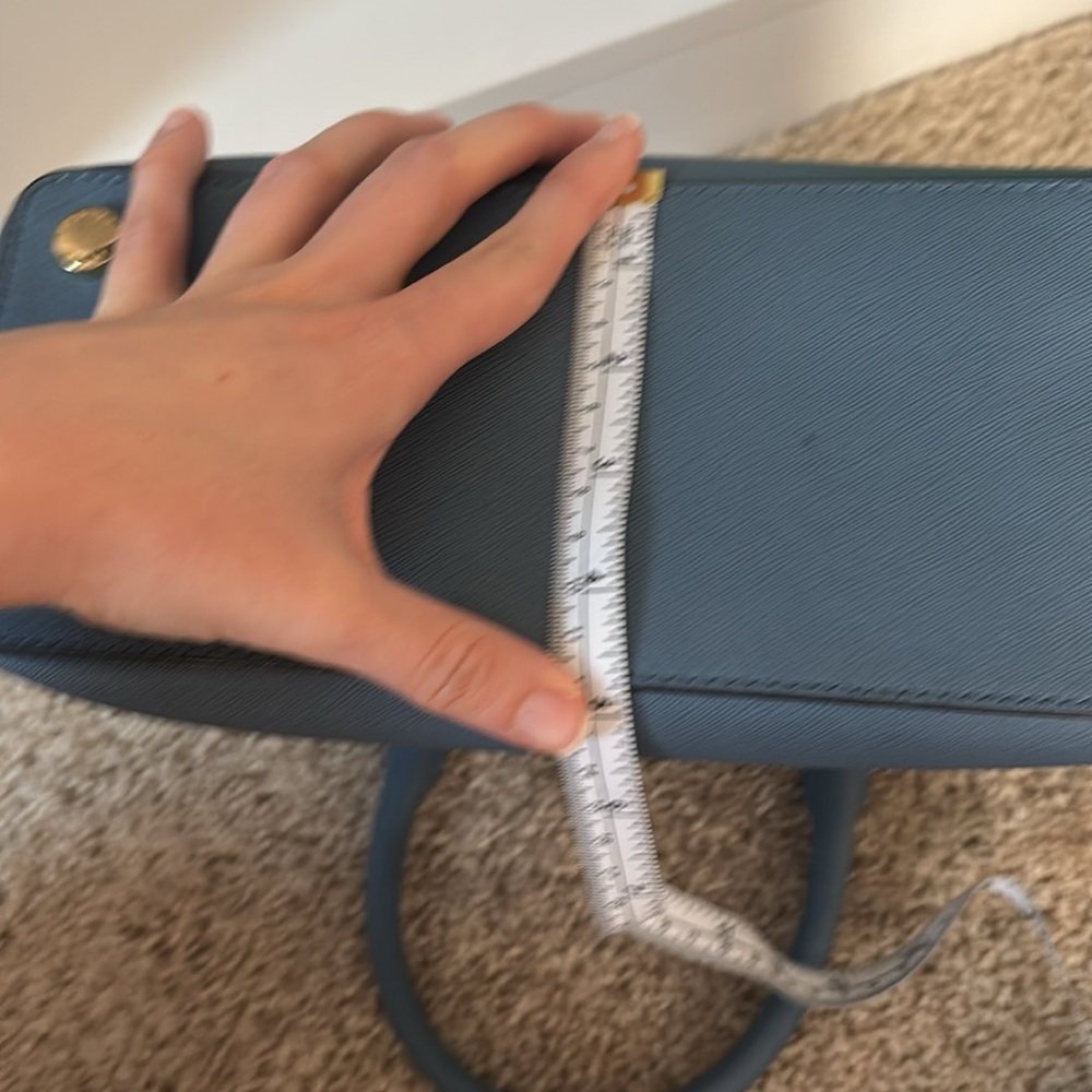 Michael Kors Blue Satchel with Gold Accents and Saffiano Texture - Picture 4 of 5
